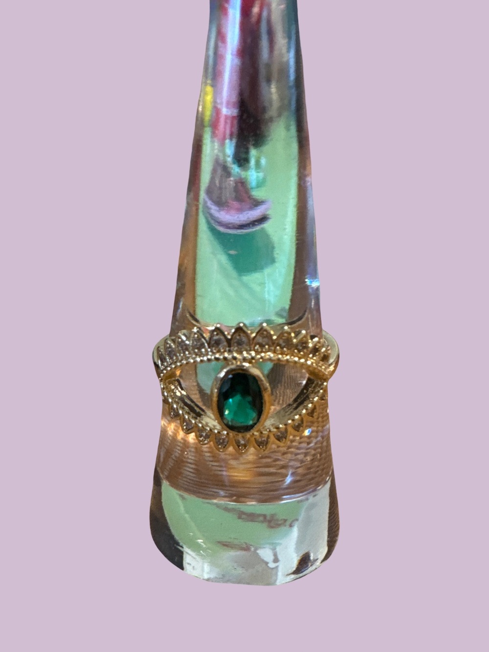 Emerald Green Oval Stone Gold Ring - Women Jewelry